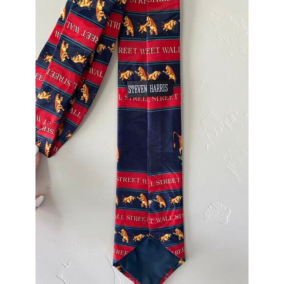Steven Harris Wall Street Blue and Red Mens Tie - Picture 2 of 3